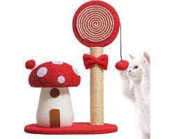 Katten Krabpaal - Krabpaal voor katten - Katten spel - Paddenstoel ontwerp - 37.5 x 28.5 x 54 cm - Rood