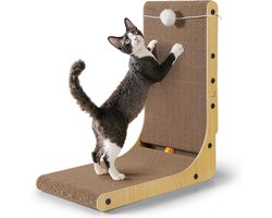 Krabpaal: Katten Krabpaal - Krabplank Muur - Meubels Beschermen - L-vormig Ontwerp - 47 cm - Houtkleur