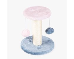 Krabpaal: Katten krabpaal - Speelmeubel kat - Spelen en krabben - Met ballen - 20 x 23 cm - Grijs