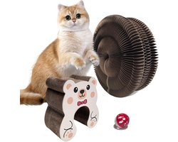 Katten Krabplank - Krabmat Kat - Katten Spelen - Accordeon Ontwerp - 11 x 10 x 6 cm - Bruin