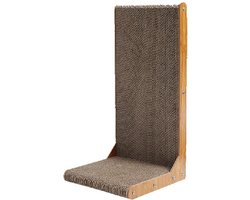 Katten Krabplank Krabpaal 25x40x60 cm – Krabwand van Karton met Speelballetjes – Anti-Kraboplossing – L-vormig Duurzaam Krabmeubel voor Katten – Bruin – Eenvoudig Monteerbaar