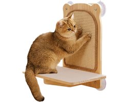 Krabplank: Katten Krabplank - Nagelslijper Speelgoed - Meubelbescherming - Wandmontage Zuignap - 45x39x29cm - Hout Sisal