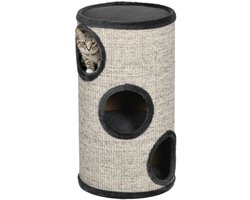 Krabton: Katten Krabton 3 Verdiepingen, Katten Krabpaal met Sisal Krabmat, Kattenhuis met Klimopeningen, Kattenmeubel 38 x 38 x 70 cm, Grijs