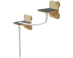 Wandmeubel: Katten Muur Planken - Klimmuur Systeem - Binnen Spelen - Modulaire Uitbreiding - 26x24x10 cm - Katoentouw