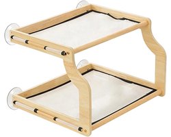 Katten Raamplank - Kattenbed Vensterbank - Katten Ontspannen - Natuurhouten Constructie - 46 x 43 x 33 cm - Natuurhout