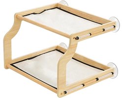 Katten Raamplank - Vensterbank kattenbed - Katten Zonnen - Tweelaags Opstelling - 46 x 43 x 33 cm - Houtkleur