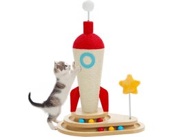 Katten Speelgoed - Krabpaal Kat - Plezier en Krabben - Raketvorm Ontwerp - 40x30x63 cm - Beige
