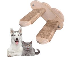 Katten Treden - Wandmontage Krabplank - Katten Klimmen - Natuurlijk Massief Hout - 30.99 x 11 x 10.01 cm