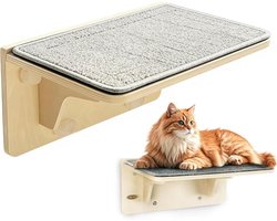 Krabpaal: Katten vensterbank - Krabmeubel - Rusten en klimmen - Sterke zuignap - 40 x 26 x 18 cm - Houtkleur