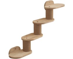 Katten Wandmeubel - Klimrek Krabpaal - Katten Actief Houden - Ruimtebesparend Ontwerp - 80x48x15.3cm - Houtkleur