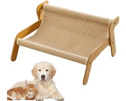 Krabpaal: Kattenbank met Krabber - Krabmeubel Huisdier - Kattenvermaak Binnen - Snelle Warmteafvoer - 54 x 44 x 28 cm - Grijs