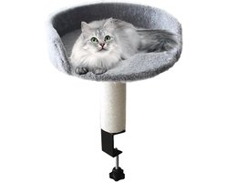 Kattenbed Bureau - Kattenhangmat Bureauklem - Ruimte Besparen - Anti-Tip Stabiliteit - 36 x 31 x 31 cm - Grijs