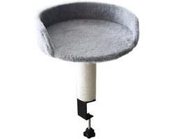 Krabpaal: Kattenbed bureau - Krabpaal mand - Veilig ontspannen - Verstelbare klemmen - 31x31x31 cm - Grijs