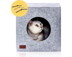 Kattenbed voor IKEA Kallax Expedit Planken - Grijs - Gezellig kattenhuis met kussen voor binnenkatten