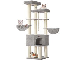 Kattenboom - 11 cm diameter stammen - hoogte 186 cm - Meerdere Niveaus voor Grote Katten - wit / grijs