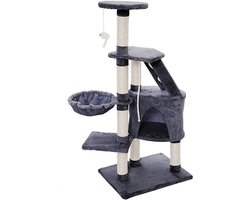 Kattenboom 120 cm met grot en sisalpalen - antraciet