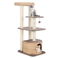 Kattenboom 131 cm Kattenstaart Kattentoren Sisal Krabpalen Zitstok Hangende Bal Afwasbare Kussens 4-Niveau Kattenboom