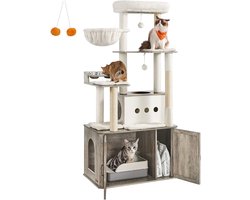 Kattenboom – 170 cm hoog – Met kattenbakkast – Greige melange