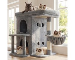 Kattenboom 65 cm met Krabpaal, Mand en Speelbal