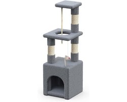 Kattenboom 88 cm Grijs met Krabpaal, Grot en Platform