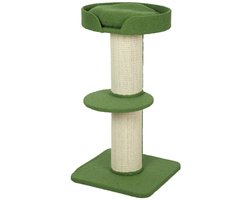 Krabpaal: Kattenboom - 91 cm - Met Lammwolle & Afneembaar Kussen - Groen