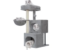 Kattenboom 92 cm met Krabpaal, Grot en Platform - Lichtgrijs