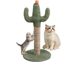Kattenboom Cactus - Krabpaal Katten - Katten Vermaken - Stabiele Basis - 60 x 30 x 30 cm - Groen