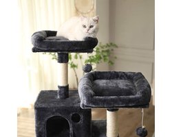 Kattenboom - Katten speelgoed - Katten huis - Krab boom - Klim boom - Rook Grijs