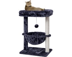 Kattenboom - Kattenhuis Klimtoren - Spelen en Rusten - Stevig en Stabiel - 41 x 31 x 66 cm - Rookgrijs