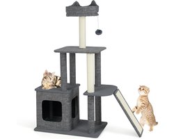 Kattenboom - Kattenpaleis Speeltoestel - Klimmen Krabben Spelen - Veelzijdig activiteitencentrum - 95x40x117 cm - Grijs