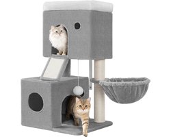 Krabpaal: Kattenboom - Klimmeubel - Spelen en rusten - Modern design - 50x40x82 cm - Lichtgrijs