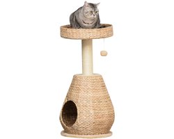 Krabpaal: Kattenboom Krabpaal 82,5 cm – Met Katten Cave, Sisal & Pluche – Geel