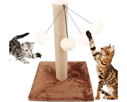 Krabpaal: Kattenboom - Krabpaal kitten - Spelen en krabben - Met hangende bal - 30x30x40 cm - Bruin
