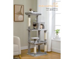 Kattenboom - Krabpaal - Luxe Krabpaal met Meerdere Niveaus – Kattentoren met Huisje & Krabpalen – Stabiele Kattenboom voor Binnen – Kattenaccessoires & Speelgoed - Large - 143cm - Groen