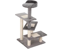 Kattenboom - Krabpaal - met Activiteitencentrum - Platforms - Perfect voor Een Dutje Doen - Sporten - Spelen - Spaanplaat - Zacht pluche - 48.5 x 48.5 x 100 cm - Grijs