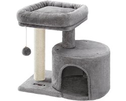 Krabpaal: Kattenboom - Krabpaal - Spelen en relaxen - Stabiele constructie - 47.5 x 38 x 47 cm - Lichtgrijs