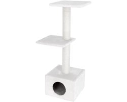 Krabpaal: Kattenboom - Krabpaal - Spelen en rusten - Compact design - 37x37x109 cm - Wit