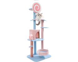 Krabpaal: Kattenboom - Krabpaal Toren - Spelen en Krabben - Massief Houten Frame - 60x48x152cm - Niet gespecificeerd