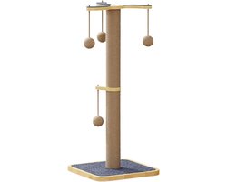 Krabton: Kattenboom Krabtoren - Kattenmeubel Klimpaal - Katten Spelen Klimmen - Met Hangbal Speelgoed - 75 x 33 x 33 cm