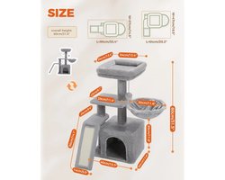 Kattenboom – Met Bloem Ontwerp - Krabpaal - Stabiele Hangmat - Huis - Sisal Krabpalen - Verwijderbare Top Perch - Kat Condo - Voor Kleine Binnenkatten - 80 cm - Zwart