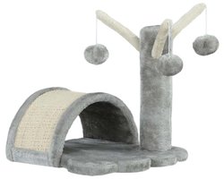 Kattenboom Met Kattenmand, 2 Speelballen, Krabmat Natuurlijke Jute Touw Duurzaam Geschikt voor Kleine en Grote Katten Voor Rust, Ontspanning en Krabben 38x38x40 cm Grijs