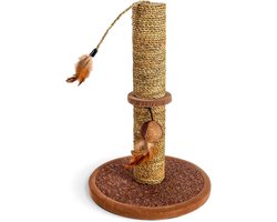 Kattenboom met palen sisal krabben kitten speeltoren - klimactiviteitencentrum voor kleine kat - bruin 30 x 30 x 44 cm
