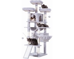 Kattenboom met Sisaltouw en Krabplank - Lichtgrijs - Speeltuin voor Binnenkatten - Rust en Krabplezier - Diverse Speelelementen - Stijlvol Ontwerp - Hoogwaardig Materiaal