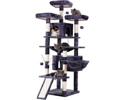 Kattenboom met Sisaltouw Krabplank - Rookgrijs - Multifunctioneel Speel- en Rustmeubel - Duurzaam Design - Gemakkelijk te Monteren