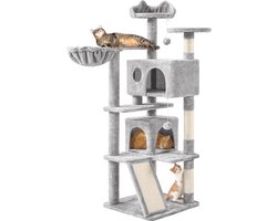 Kattenboom met sisalzuilen en speelaccessoires - 49 x 49 x 139 cm - lichtgrijs