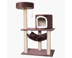 Kattenboom met speelgoed - Kattenmeubilair krabpaal - Spelen klimmen slapen - Multi-level ontwerp - 61x41x99 cm - Bruin