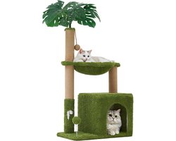 Kattenboom Toren - Krabmeubel Kat - Spelen en Rusten - Multifunctioneel Design - 96 x 49 x 30 cm - Groen