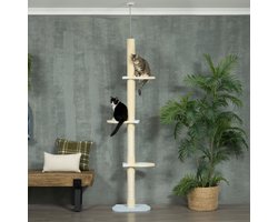 Krabpaal: Kattenboom Tot Aan Het Plafond - 220-260 cm - Verstelbaar & Anti-Rutsch - Geel