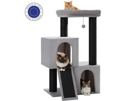 Kattenboom - Voor Grote Binnenkatten – Krabpaal - Hoog Kattenmeubel - met Sisal Krabpalen - Condo Hangmat – Arbre a Chat - met Pluche Perch Speelbal - 114cm - Zwart