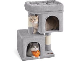 Kattenboom voor kleine katten tot 3 kg - Scratching Post met grote platform en sisal - Lichtgrijs